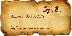 Szives Balabán névjegykártya